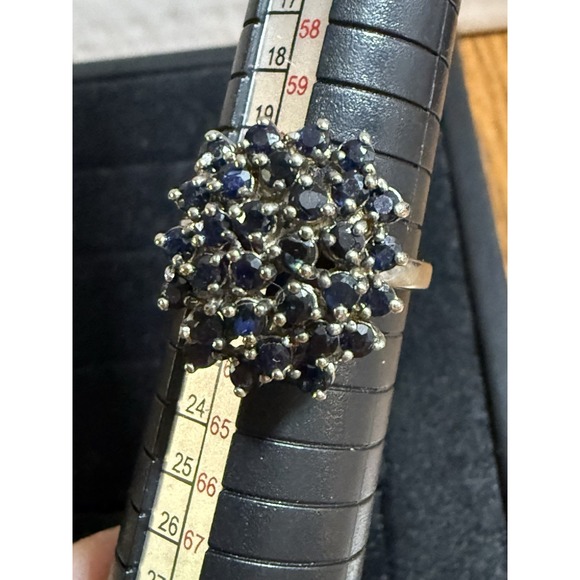 Adidas by Stella McCartney Jewelry - 925 Sterling Silver Ring Sapphire Gemstone Jewelry ADI 925 Cluster LARGE Size 10